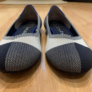 *Retired* Rothy’s black + cream plaid round toe flats. Great condition, size 10